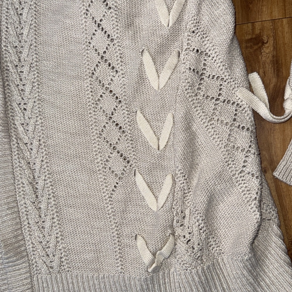 Knox Rose Womens Knit Ivory Cardigan Sweater S Open Front Casual Cozy - Picture 4 of 6